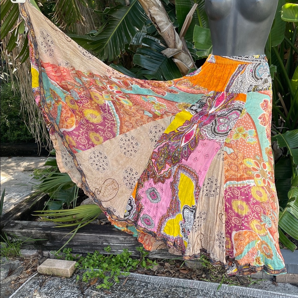 Boston, Proper Bright Patchwork Full Circle Skirt - image 1